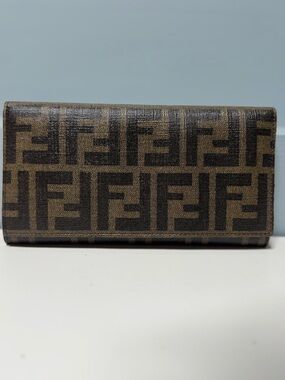 Fendi Brown and Black Zucca Snap Closure Wallet